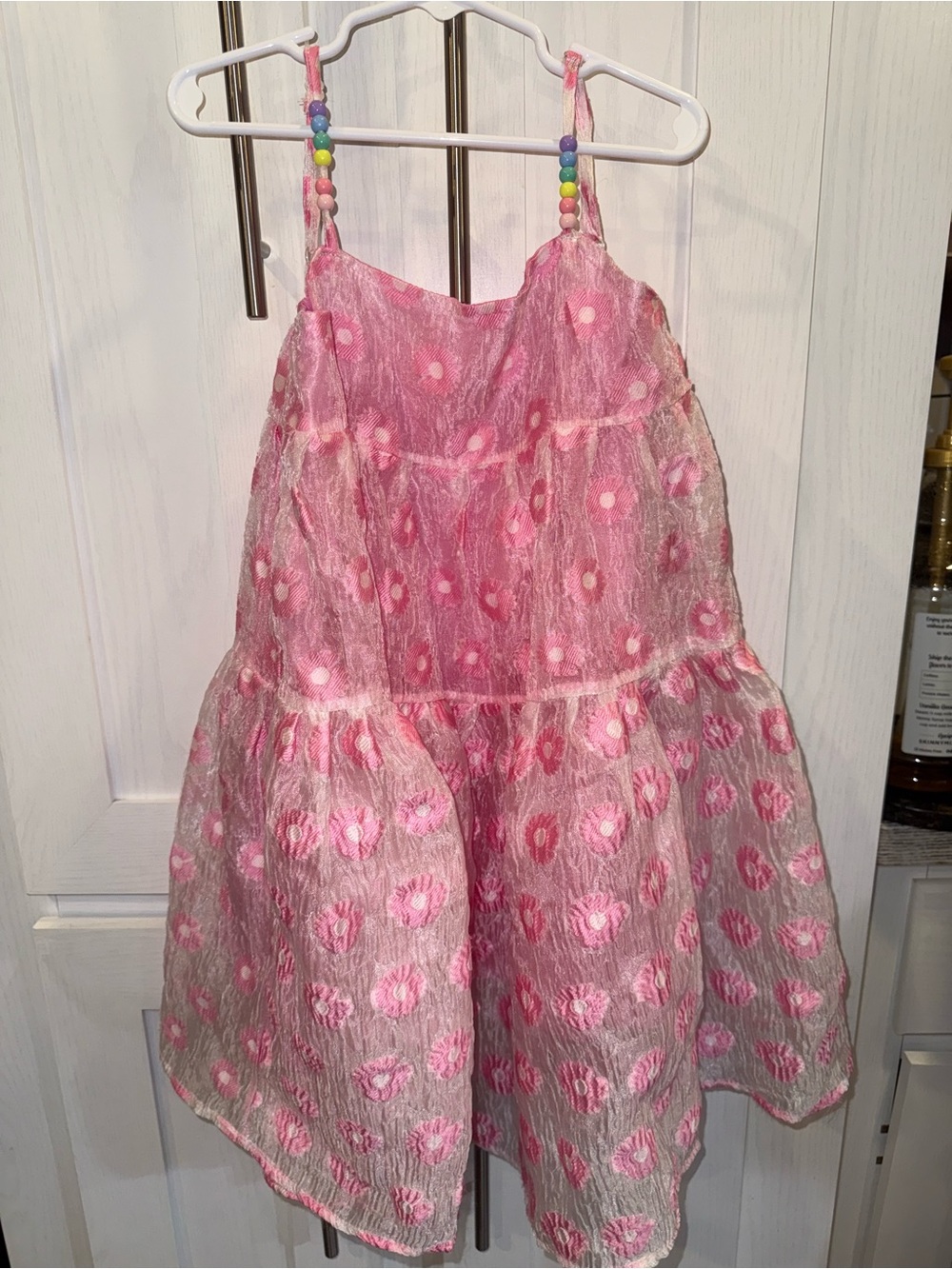 Lola + The Boys Pink Floral Tiered Dress with Beaded Straps
